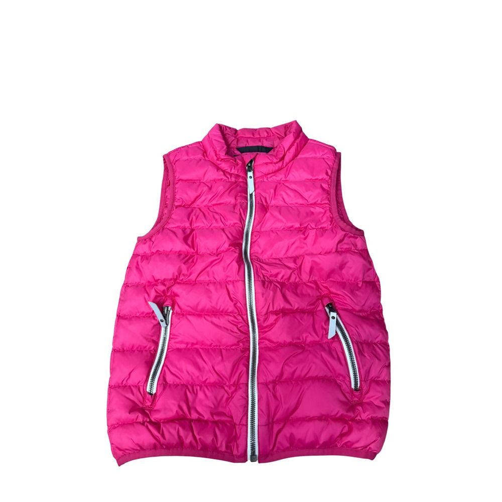 Hanna Andersson Girls Hot Pink Quilted Puffer‎ Vest Full Zip Size 130 US 8